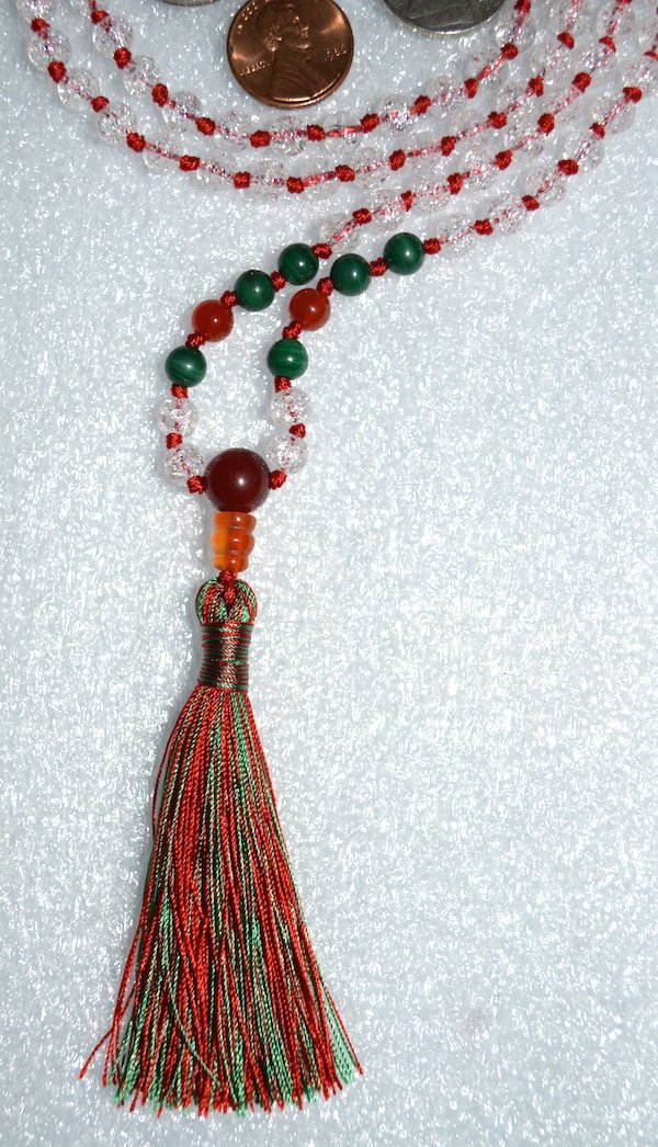 Crystal Quartz, Carnelian & Malachite Mala Necklace | GAIA Collection