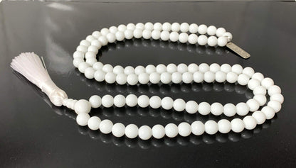 White Jade Mala Necklace (8mm Beads) - Peace, Harmony, and Healing for All Zodiac Signs