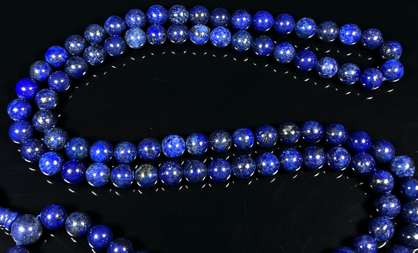 Crystal Mala Beads Necklace Reiki Healing Gem Stones Blessed & Energized Handmade 108 Buddhist Prayer Beads Buddha Beaded Necklaces Yoga Meditation Jewelry - w/ Velvet Pouch ( Lapis Lazuli, 8 mm )