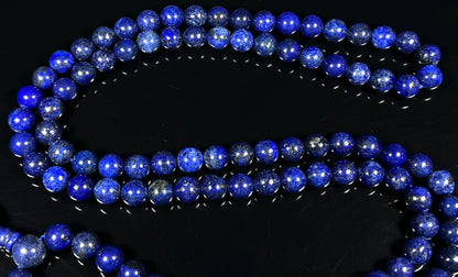 Crystal Mala Beads Necklace Reiki Healing Gem Stones Blessed & Energized Handmade 108 Buddhist Prayer Beads Buddha Beaded Necklaces Yoga Meditation Jewelry - w/ Velvet Pouch ( Lapis Lazuli, 8 mm )