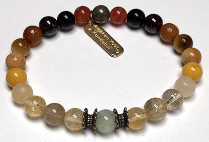Manifest Your Dreams Bracelet | Citrine, Rutilated Quartz, Topaz, Prehnite, Jasper, Obsidian, Garnet, Pyrite, Miracle Tigereye | 8mm Beads | All Chakra Balance | Universal Birthstone