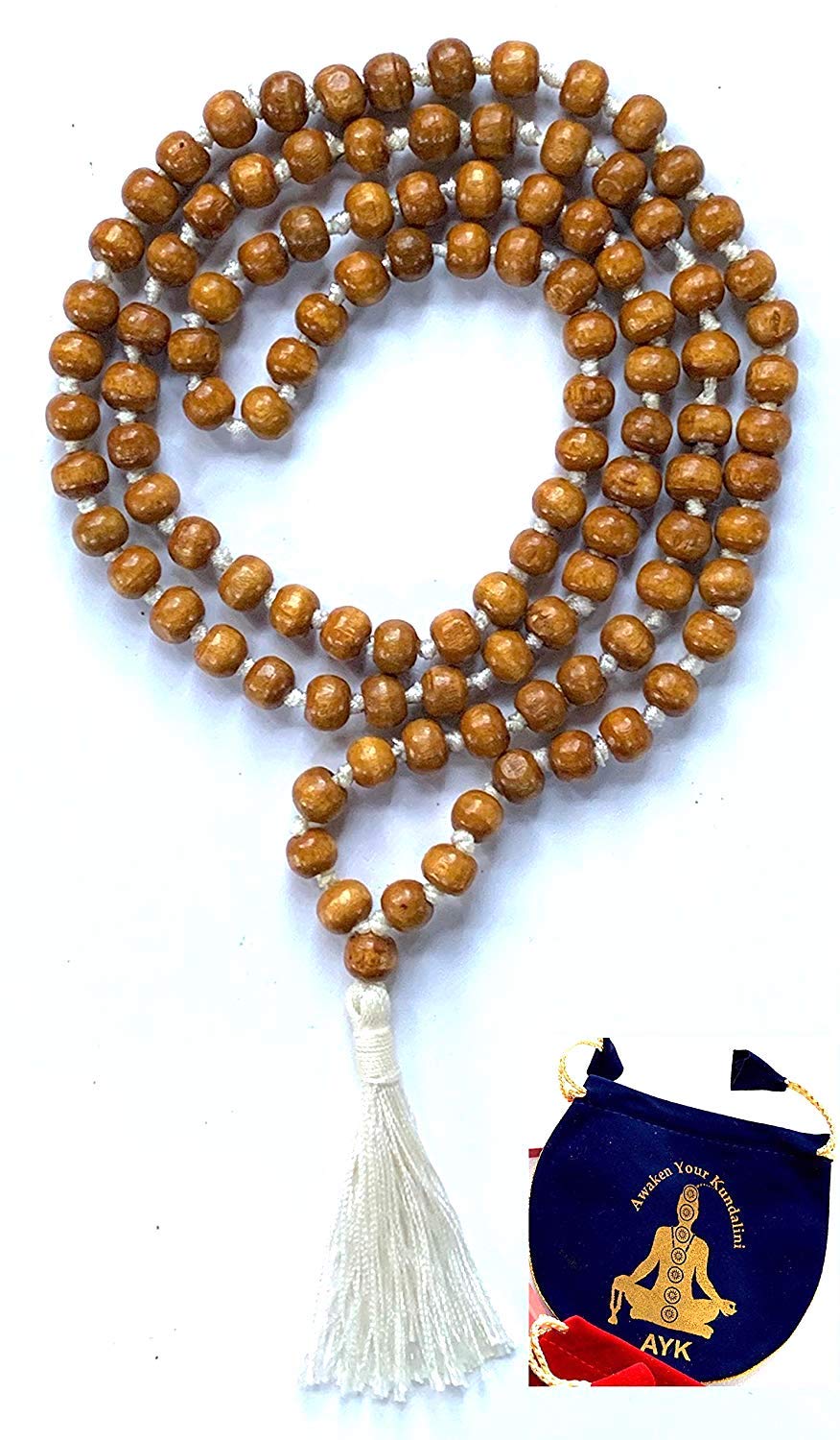 Tulsi Mala Beads Necklace - Hand Knotted - 8 mm 108 Buddhist Prayer Beads - 7th Crown Chakra mala colors