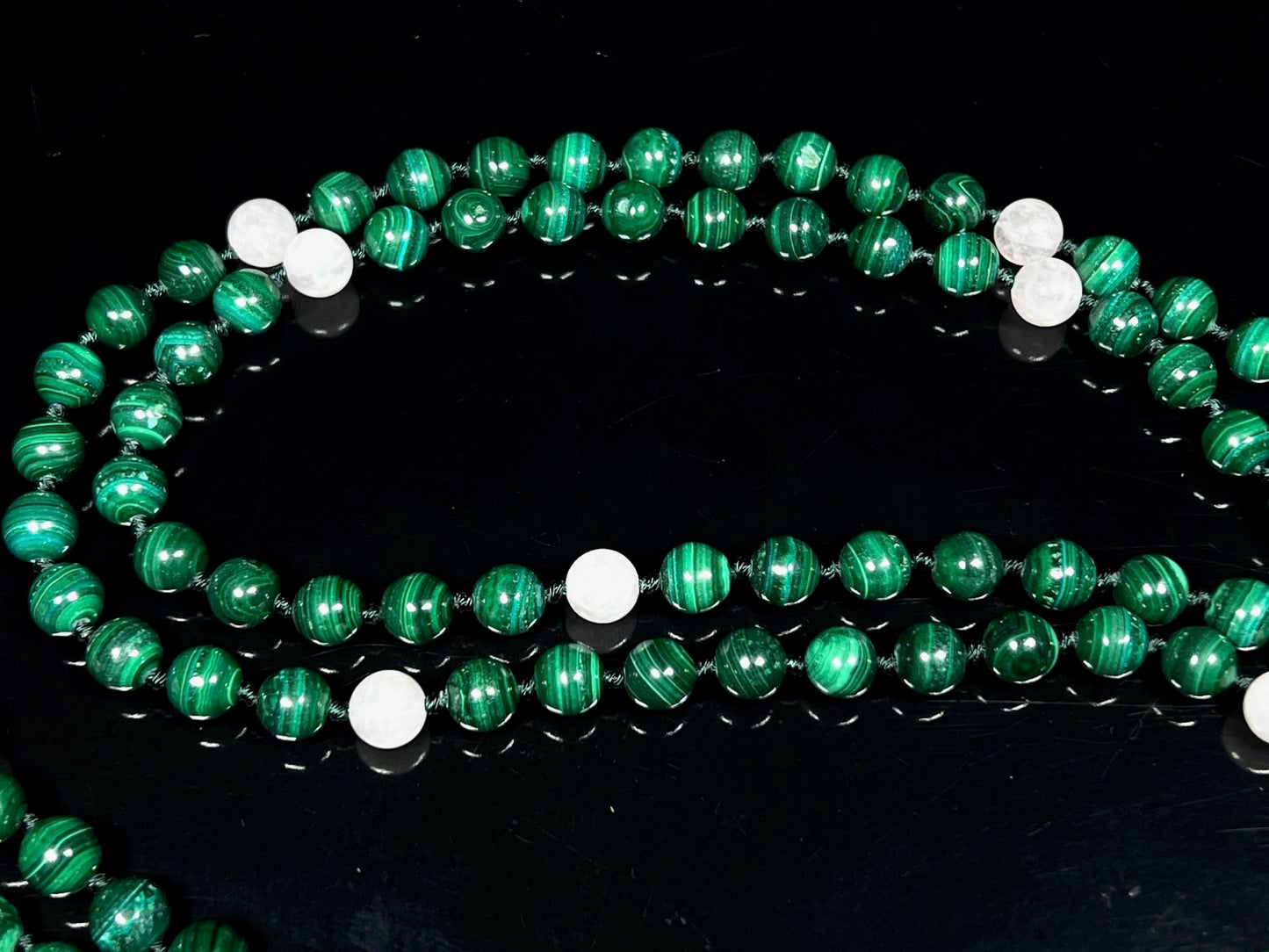 Malachite, Rose Quartz & Selenite Mala Necklace | GAIA Collection