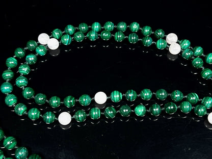 Malachite, Rose Quartz & Selenite Mala Necklace | GAIA Collection