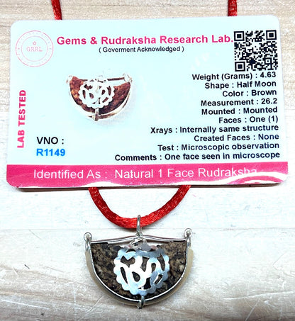 Certified 1 Mukhi Rudraksha Bead Necklace with Sacred Om Symbol (One Face) – Success, Power, Fame