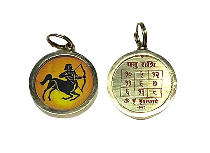 Zodiac Constellation Pendant Necklace - Sun Sign Amulet - Rashi Yantra Pendant - 1 Inch Brass Pendant with Zodiac Yantra