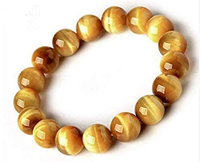 Yellow Tiger's Eye Tiger Eye Stretch Bracelet, Leo Birthstone, Root Chakra, 10 mm Beads