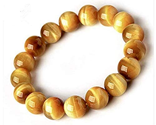 Yellow Tiger's Eye Tiger Eye Stretch Bracelet, Leo Birthstone, Root Chakra, 10 mm Beads