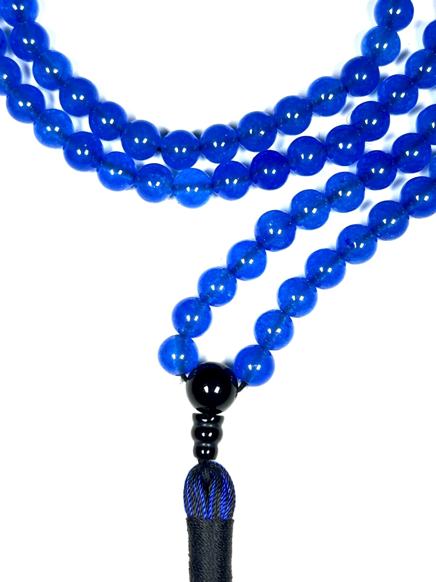 Handmade Agate Mala Beads Necklace with Black Onyx Guru Bead – 108 Beads – 8mm – Multicolor Options – Chakra Balancing & Zodiac Birthstone – Meditation Jewelry