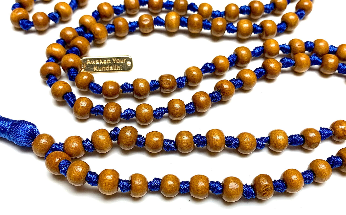 Awaken Your Kundalini Tulsi mala beads necklace hand knotted mala holy basil beads 8 mm 108 Buddhist prayer beads 7 Chakra mala colors - w/Velvet mala pouch (SIXTH BROW CHAKRA)