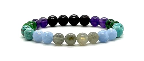 Embrace Your Progressive Spirit: Aquarius Constellation Birthstone Bracelet (8mm) - Multi-Gemstone & Empowering Energy