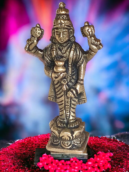 Lord Dhanvantari, God of Medicine, Divine Physician Healer, Dhanvantri Murti Statue, Religious Gift, Spiritual Gift, Diwali Gift, For Office Desk, Pooja Ghar, Alter - Approx. 3.5 Inches