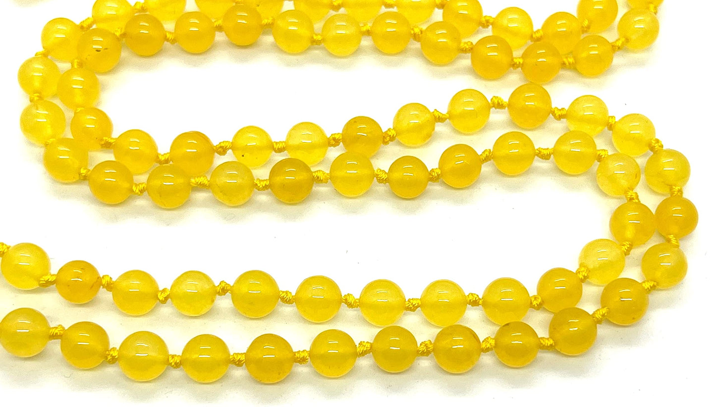 Yellow Jade Mala Necklace – Solar Plexus & Sacral Chakra Healing