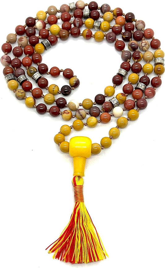 Hand-knotted Mookaite Mala Necklace, 8mm 108 Beads, Root Chakra Healing