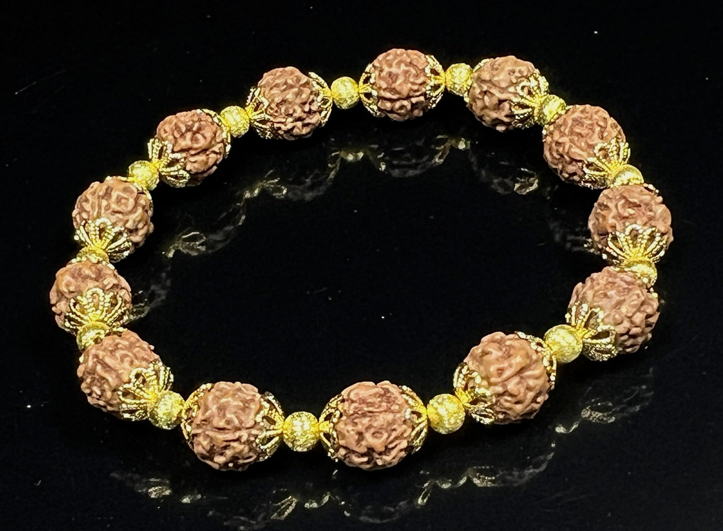 AWAKEN YOUR KUNDALINI Gorgeous Rudraksha Rudraksh Stretch Bracelet - Universal Birthstone & Root Chakra Balance