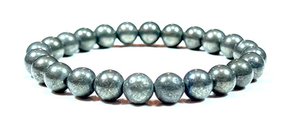 Ignite Your Willpower: Handmade Pyrite Stretch Bracelet (8mm Beads) - Aries Birthstone & Solar Plexus Chakra Power