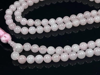 Cultivate Love & Compassion: Hand-Knotted Rose Quartz Mala Necklace (8mm 108 Beads) - Libra Birthstone & Heart Chakra Balance