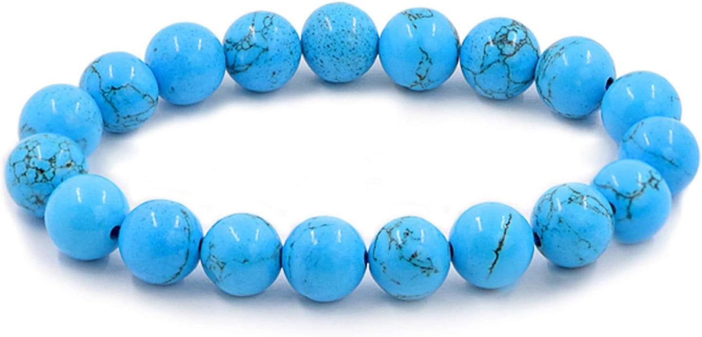 Blue Turquoise Stretch Bracelet - Birthstone for Sagittarius - Third Eye Chakra