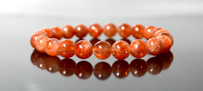 Handmade AAA Grade Sunstone Stretch Bracelet - Birthstone for Leo - July-August Sun Sign - Solar Plexus Chakra - Astrological Sign Leo