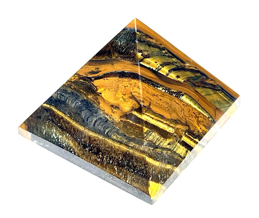 Tiger’s Eye Crystal Pyramid | 2-Inch Power Stone | TATTVA & SOLAR PLEXUS Collection