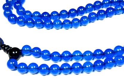 Handmade Agate Mala Beads Necklace with Black Onyx Guru Bead – 108 Beads – 8mm – Multicolor Options – Chakra Balancing & Zodiac Birthstone – Meditation Jewelry
