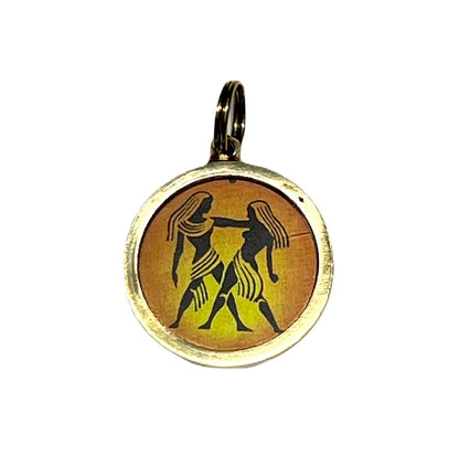 Zodiac Constellation Pendant Necklace - Sun Sign Amulet - Rashi Yantra Pendant - 1 Inch Brass Pendant with Zodiac Yantra