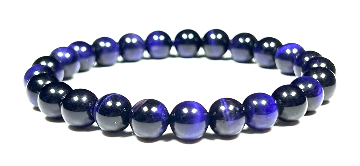 Tiger's Eye Stretch Bracelet – 8mm Beads – Multicolor Options – Solar Plexus Chakra & Zodiac Birthstones – Meditation Jewelry