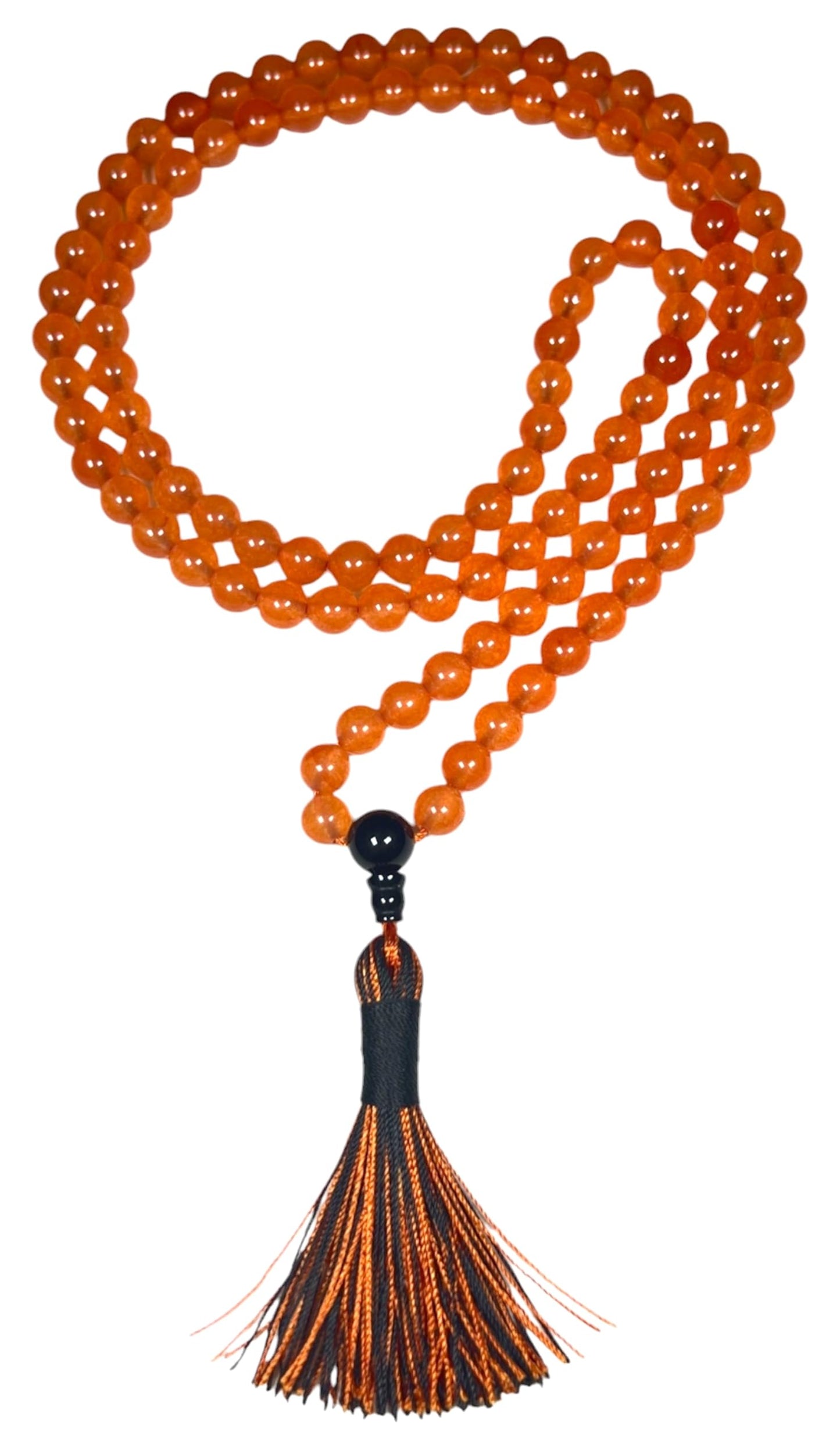 Handmade Agate Mala Beads Necklace with Black Onyx Guru Bead – 108 Beads – 8mm – Multicolor Options – Chakra Balancing & Zodiac Birthstone – Meditation Jewelry