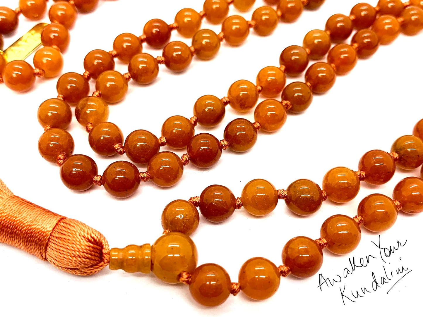 AERIS Orange Aventurine Mala Necklace | 108 Hand-Knotted Beads for Manifestation, Creativity & Confidence | Solar Plexus Chakra | August Birthstone Alternative | Handmade in USA