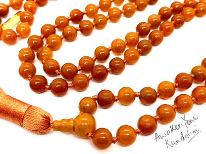 AERIS Orange Aventurine Mala Necklace | 108 Hand-Knotted Beads for Manifestation, Creativity & Confidence | Solar Plexus Chakra | August Birthstone Alternative | Handmade in USA