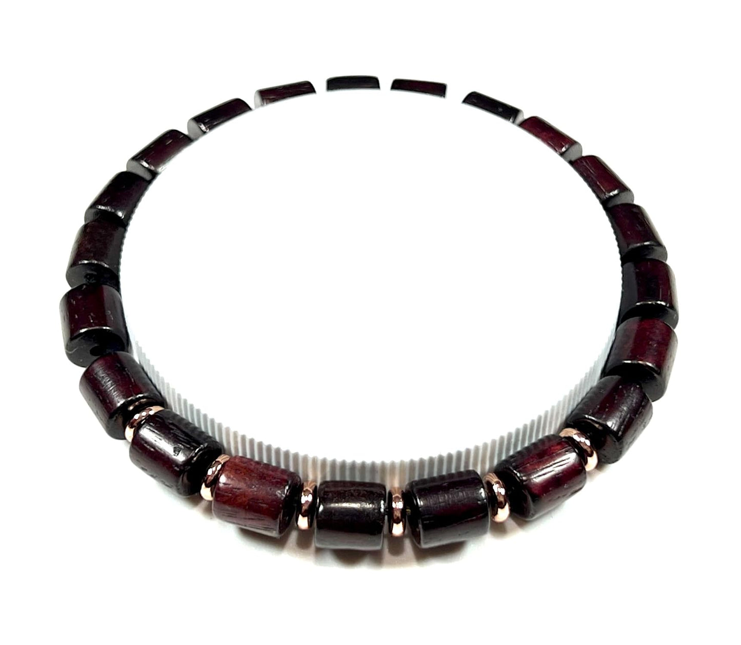 Cylindrical Rosewood Beads Stretch Bracelet | ARANYA Collection