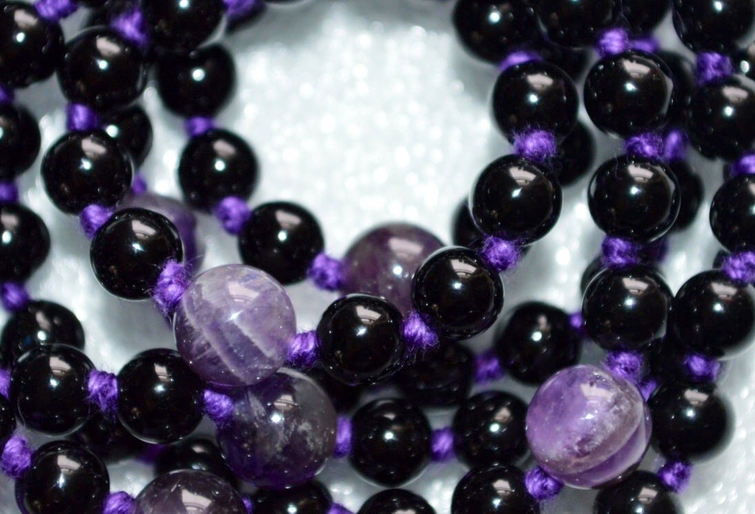 Black Tourmaline Mala Necklace | 108 Beads | VESTA Collection by AYK