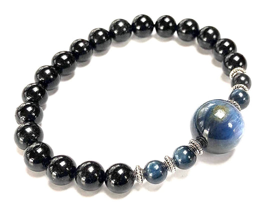 Black Tourmaline & Kyanite Stretch Bracelet | VESTA & ALIGN Collection