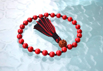 Red Coral Pocket Mala | 27 Beads for Strength & Vitality | ANKURA Collection