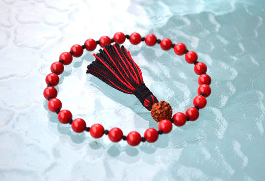 Red Coral Pocket Mala | 27 Beads for Strength & Vitality | ANKURA Collection