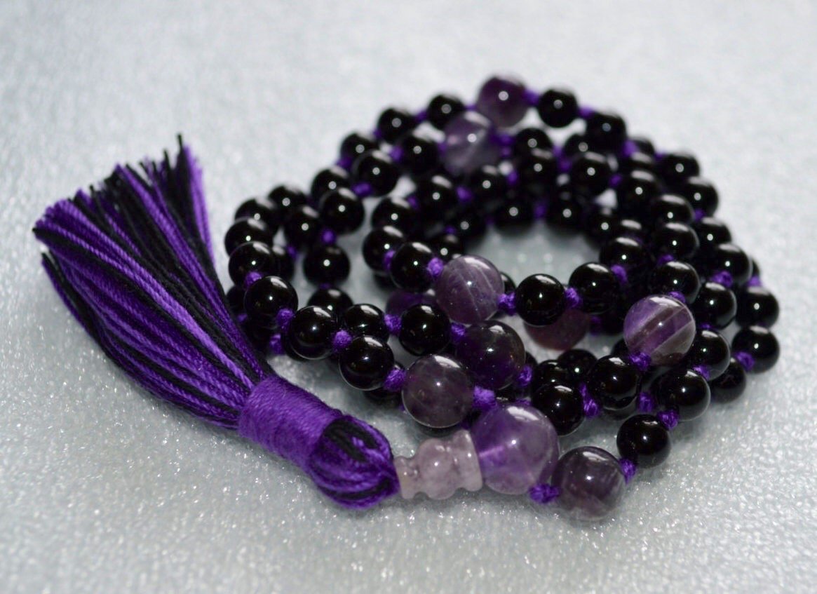 Black Tourmaline Mala Necklace | 108 Beads | VESTA Collection by AYK