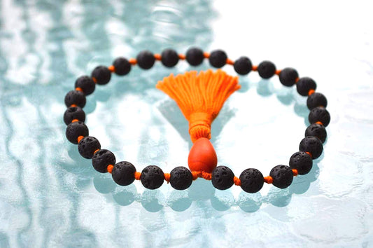 Basalt Lava Pocket Mala | 27 Beads for Grounding & Protection | ANKURA Collection