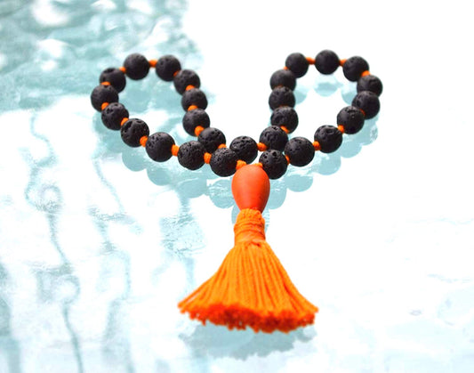 Basalt Lava Pocket Mala | 27 Beads for Grounding & Protection | ANKURA Collection