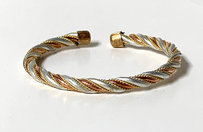 Awaken Your Kundalini Copper Ashtadhatu (mix of 8 metals) bracelet - 3 twisted bands in Gold Silver Copper Polish - Bracelet for Arthritis Golf Sport Aches & Pains (STYLE 2 (Thickness 6 mm))