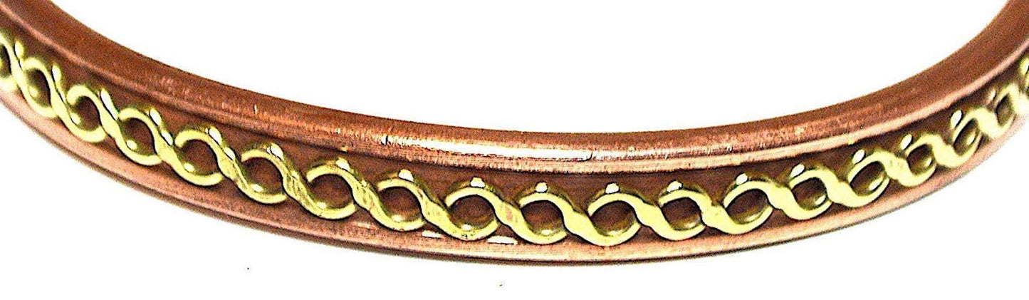 AWAKEN YOUR KUNDALINI Pure Copper Astadhatu Cuff Bracelet - w/Brass Wire Design - Root Chakra Jewelry