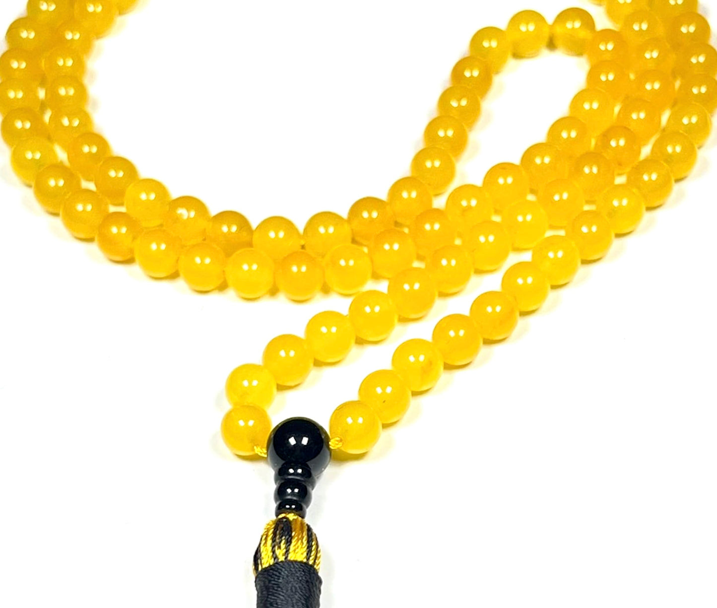 Handmade Agate Mala Beads Necklace with Black Onyx Guru Bead – 108 Beads – 8mm – Multicolor Options – Chakra Balancing & Zodiac Birthstone – Meditation Jewelry