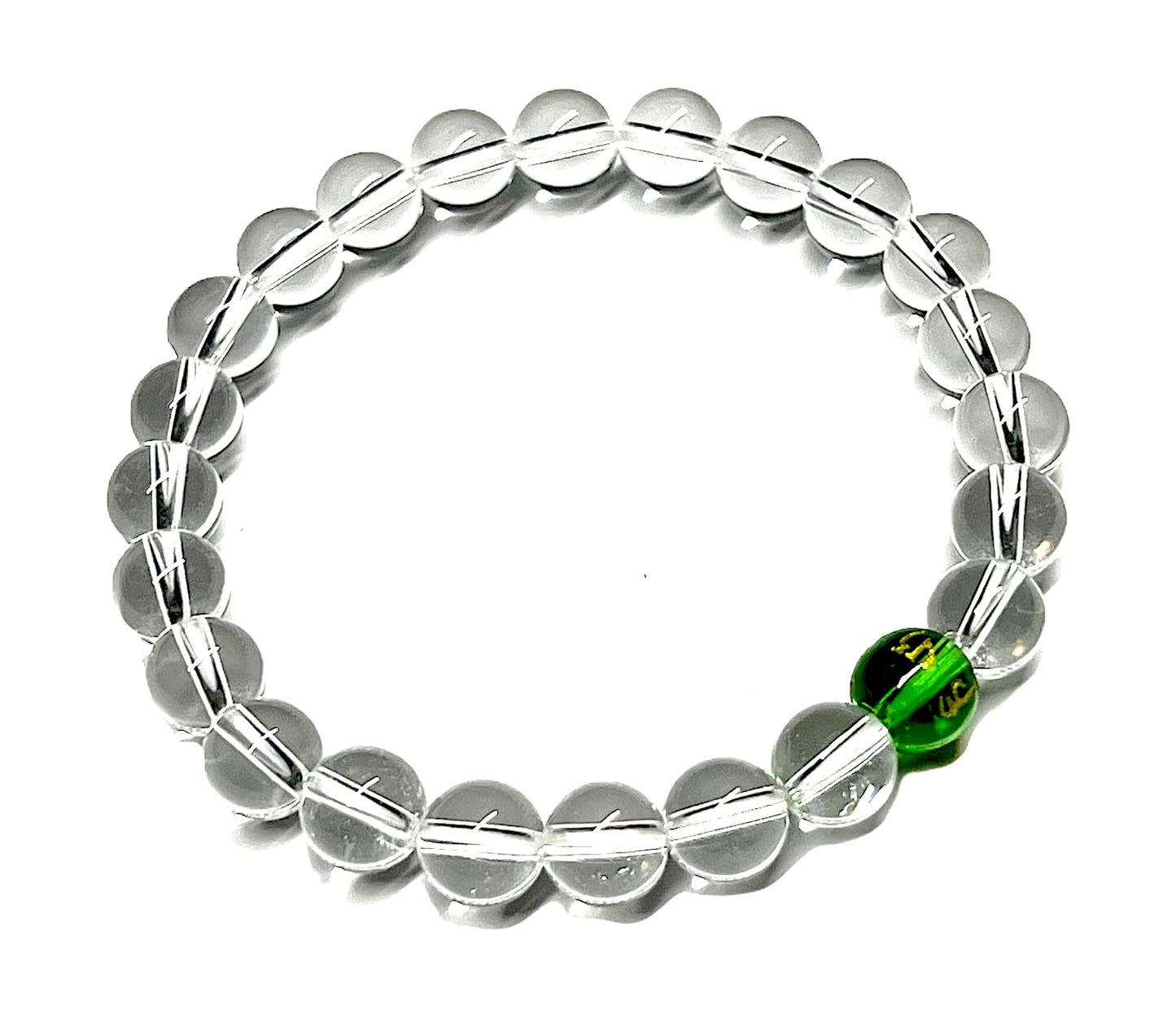 Crystal Quartz and Peridot Stretch Bracelet – Birthstone for August (Leo, Virgo) – Crown and Heart Chakra Alignment