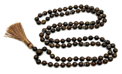 Certified Energized Mala Beads Necklace with COA - Chakra Mala - Japa Mala - 8mm 108 Buddhist Prayer Beads - Meditation Mala - Tassel Necklace – Zodiac/Sun Sign stones (Bronzite)