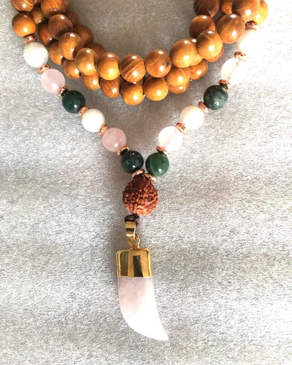 7 Chakra Wrap Mala Beads, 108 Wooden Mala Beads, Stretch Wrap Mala, Mala Necklace Without Tassel, Gemstone Wrap Mala