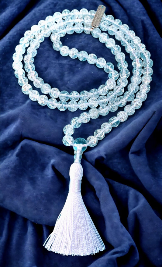 Crackled Quartz Mala Beads Necklace