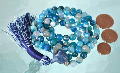 Blue Lace Agate mala Beads Necklace