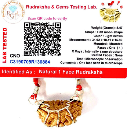 Certified 1 Mukhi Rudraksha (One Face) Rudraksh Bead Pendant Necklace – Peace, Success, Harmony, Power, Fame
