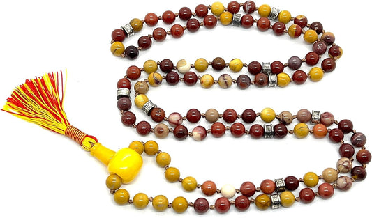Hand-knotted Mookaite Mala Necklace, 8mm 108 Beads, Root Chakra Healing
