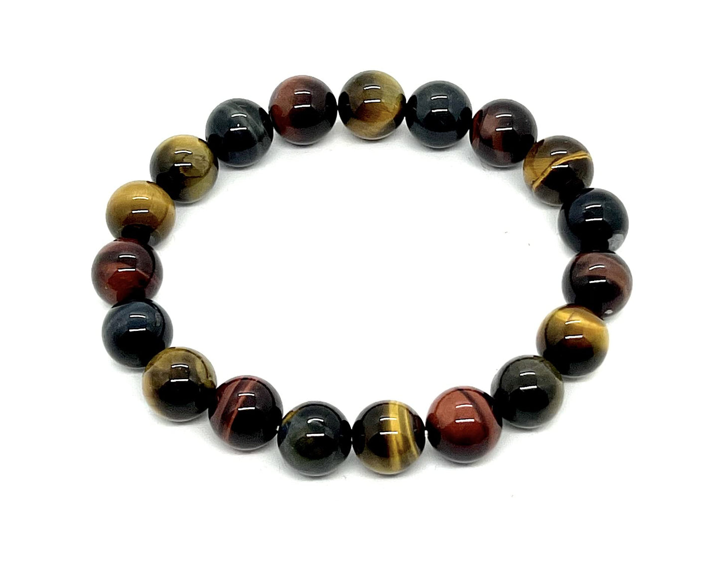 Tiger's Eye Stretch Bracelet (10mm Beads) - Red, Brown & Grey Tones - Embrace Strength & Confidence: Solar Plexus Chakra Balancing - Capricorn & Leo Birthstone