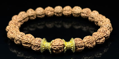 AWAKEN YOUR KUNDALINI Rudraksha Stretch Bracelet - AAA Grade 8mm Chikna Pathri Rudraksh Beads - Cultivate Strength & Stability - Universal Birthstone & Root Chakra Balance